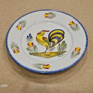 RARE HENRIOT QUIMPER FRANCE ROOSTER SALAD ACCENT DESSERT LUNCHEON DECOR PLATE